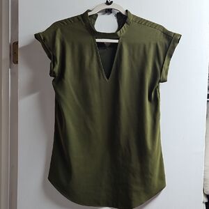 Express Olive V-Neck Blouse